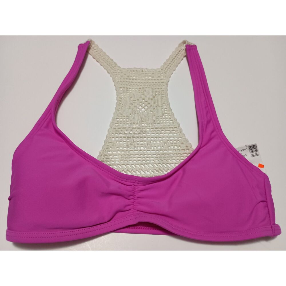 AERIE, Pink Swimsuit Top with Crochet back, Size XS (NWT) (TOP ONLY)